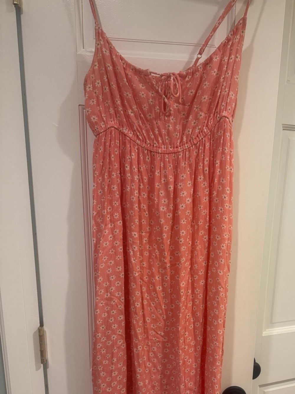 Billabong pink Coral tie-Front long/midi Sun Dress/cover up w/ adjustable straps